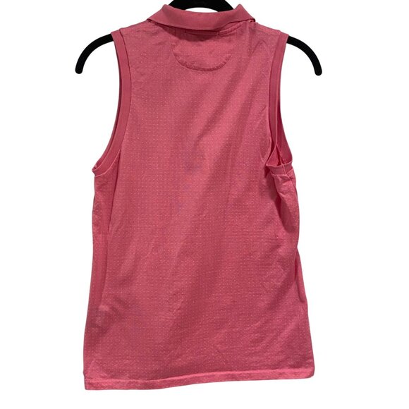 Ralph Lauren Golf Pink White Polka Dot Sleeveless Tailored Golf Fit Polo Shirt M - Picture 4 of 6